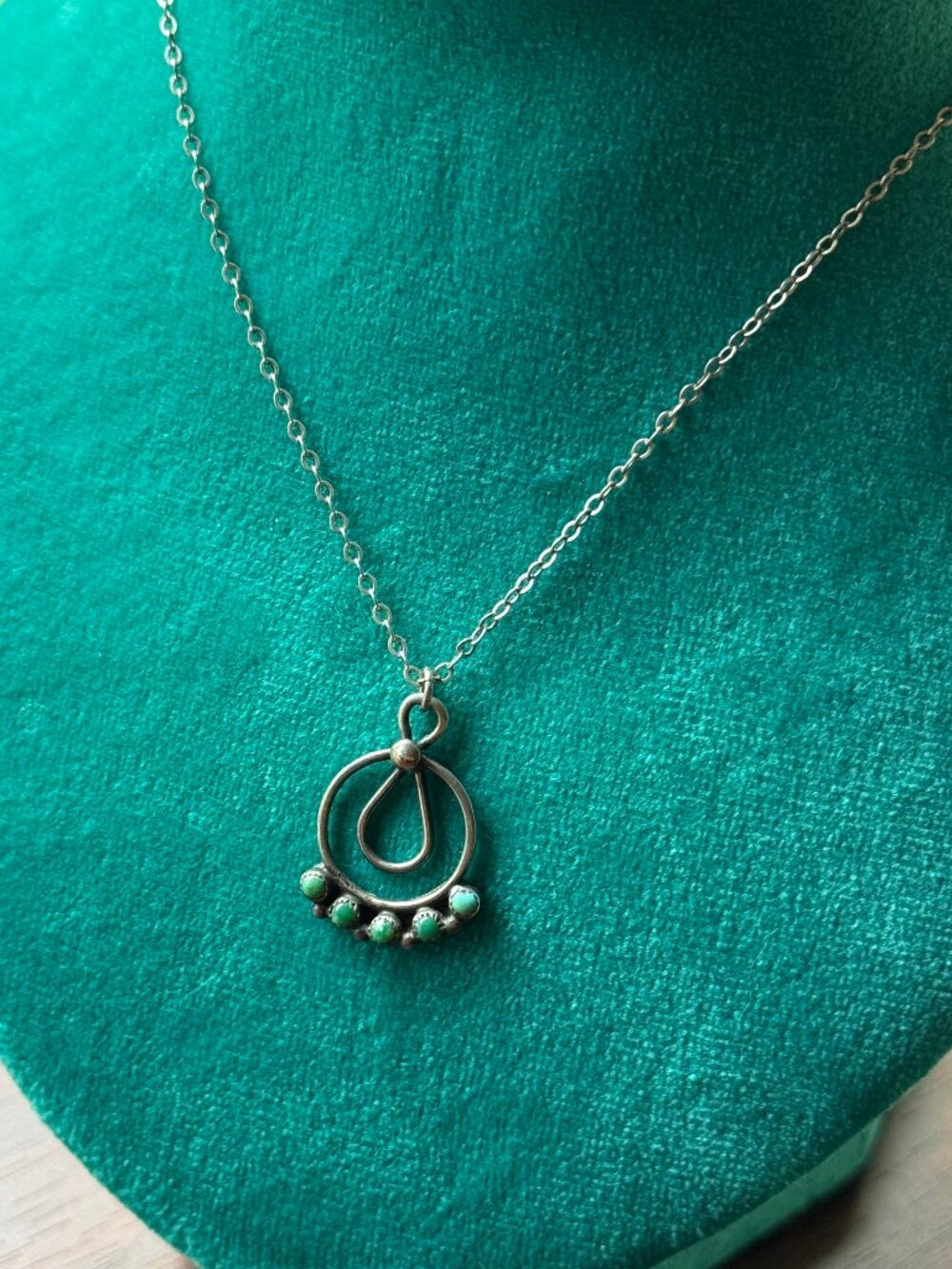 Native American Sterling Silver 925 and Turquoise Pendant Necklace - Picture 2 of 4